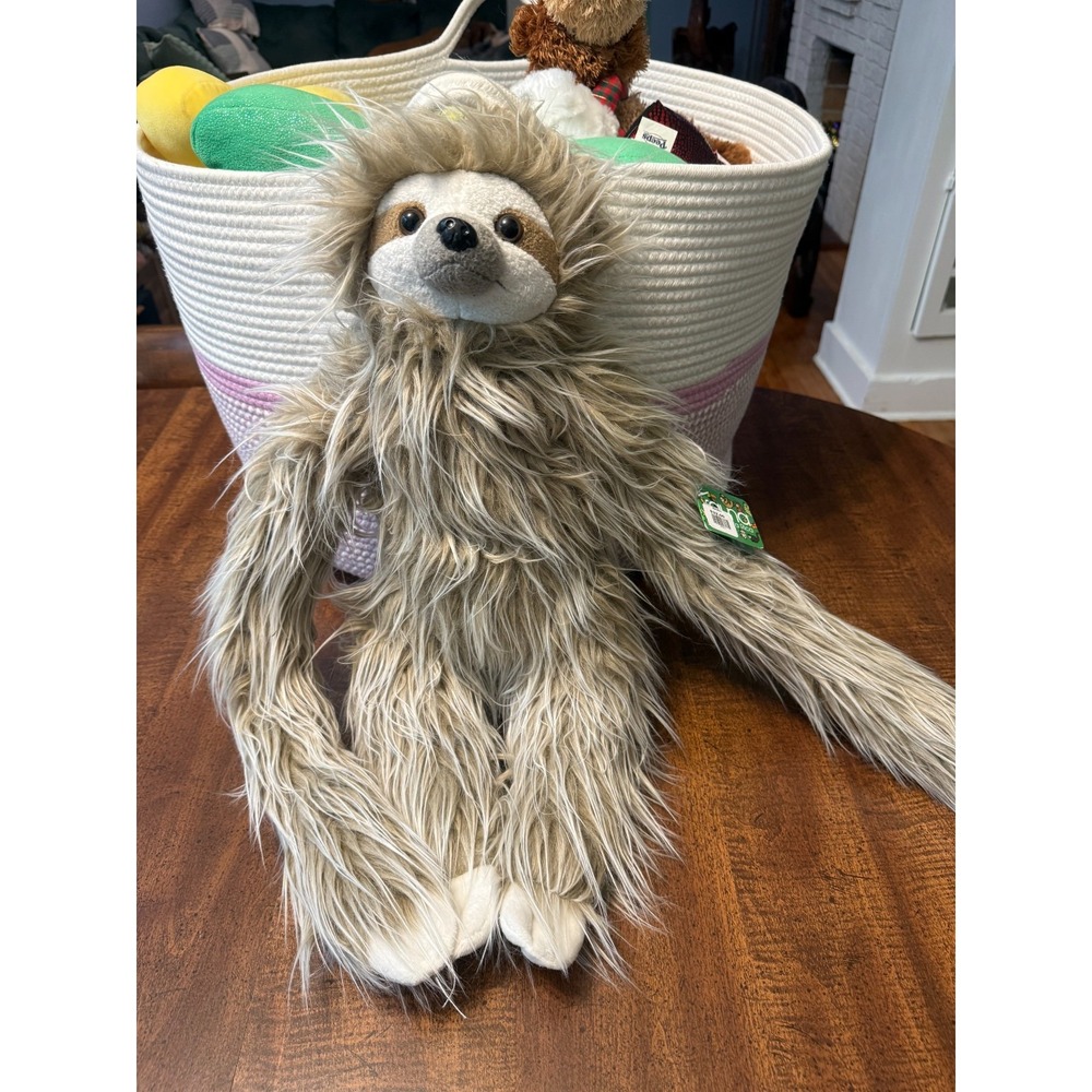Fauna de Costa Rica Samu Sloth Plush Stuffed Animal Shaggy Long Arms Tags NWT